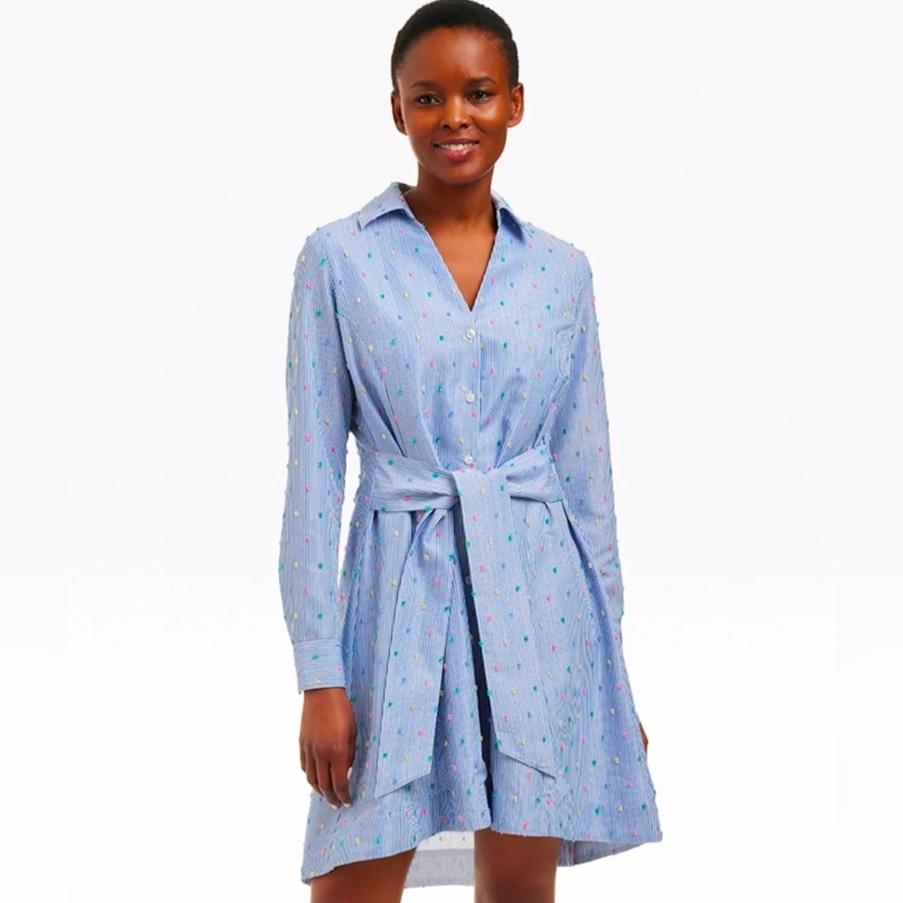 NWT Layla Shirt Dress In Blue Stripe - Large